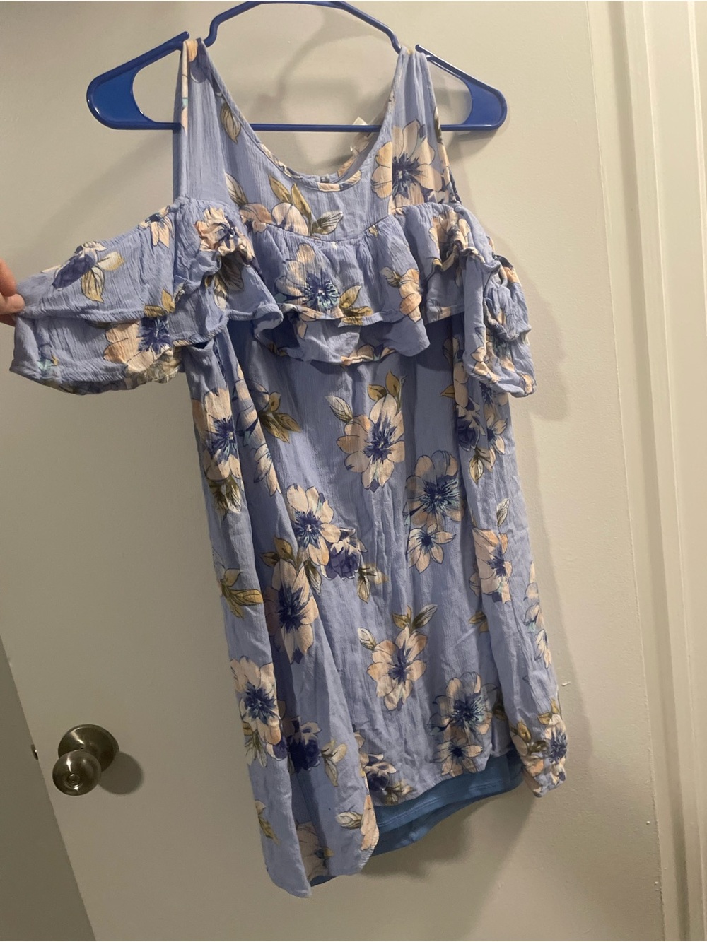 ANDREE BY UNIT Light Blue Floral Cold-Shoulder Mini Dress